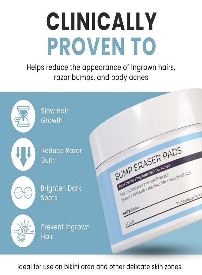 klarifyScience Ingrown Hair Pads with Glycolic Acid & Salicylic Acid – 55 Alcohol-Free Wipes for Bikini Area, KP Bumps & Strawberry Legs – Vegan & Cruelty-Free Exfoliating Pads - Image 4
